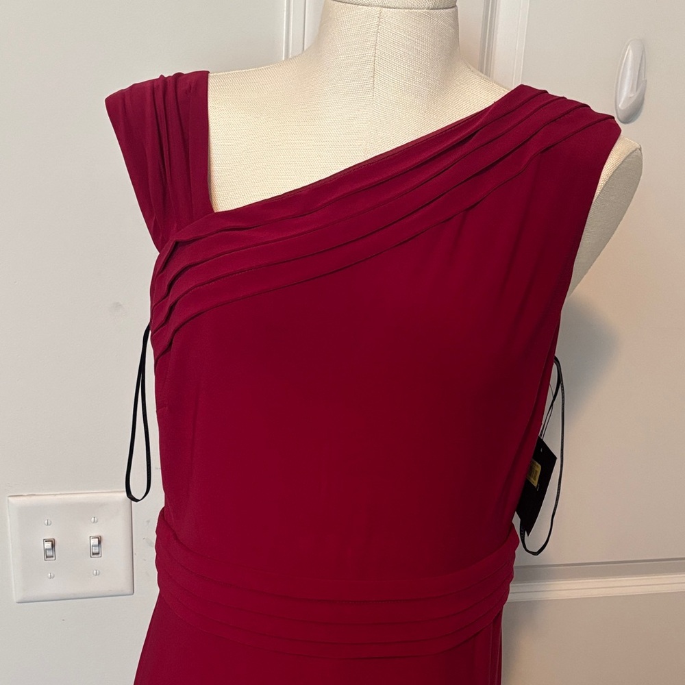 Ellen Tracy One Shoulder Red Dress Formal NWT - Picture 2 of 8